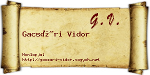 Gacsári Vidor névjegykártya